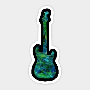 Green on Blue Flame Guitar Silhouette Sticker